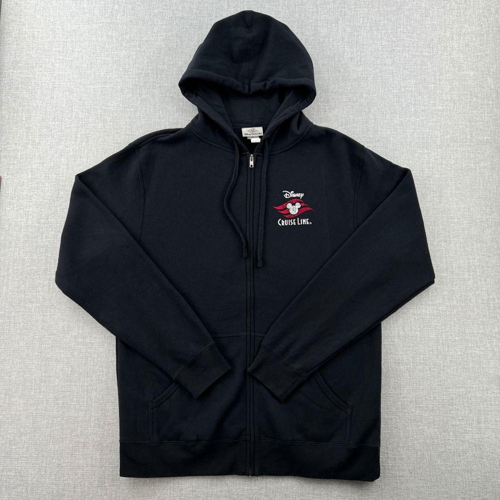 Disney Cruise Line Full Zip Hoodie Men Large Black Mickey Mouse Logo Disneybound - Picture 2 of 10